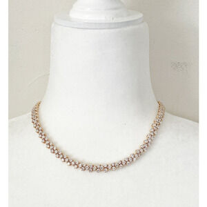 17" Gold Cubic Zirconia Braid Necklace